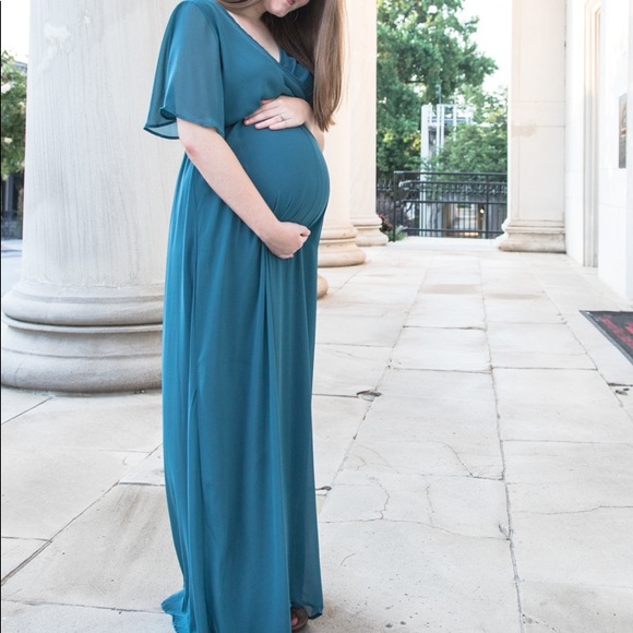 Pink Blush Chiffon Maternity Dress (S) - Picture 2 of 3